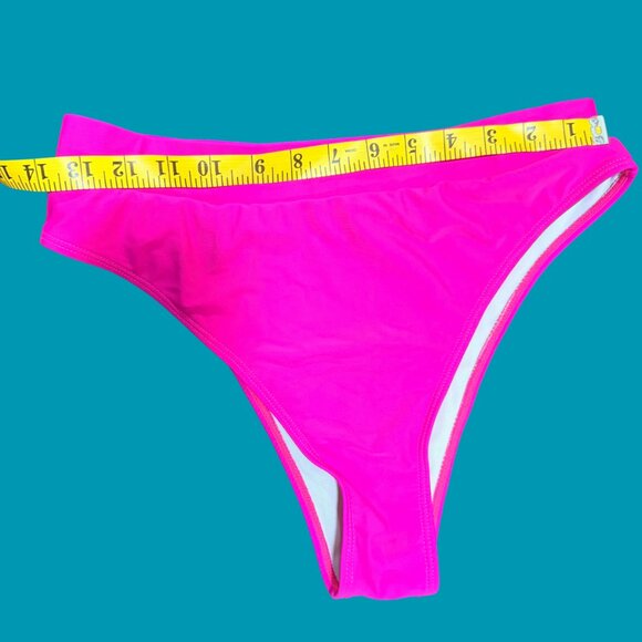 💗 Hot Pink High-Waisted Bandeau Bikini Set (Size L) - Picture 4 of 10